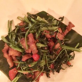 Saranrom Thai - Crispy Pork with Watercress - Thai Near Me - Elmhurst, New York