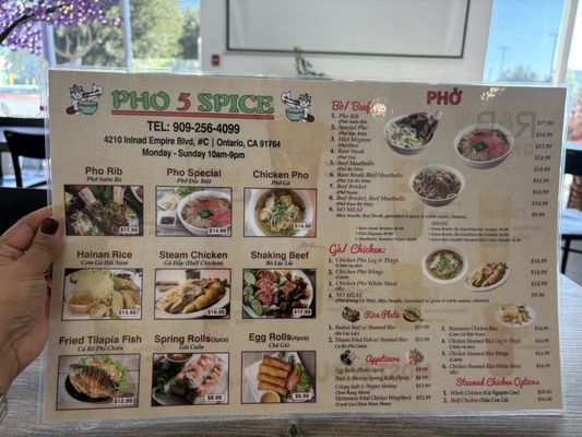 Menu photo 2 Pho 5 Spice Ontario, CA