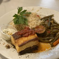 Georgia's Greek Cuisine - Mousaka Dinner (some of this is on the side plate as we shared)