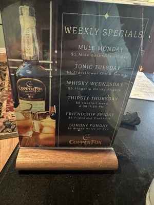 Menu photo 7 Copper Fox Distillery Williamsburg, VA