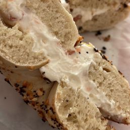Salmon and cream cheese bagel