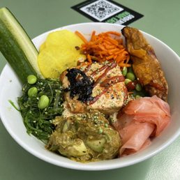 Japanese with Salmon on greens Japanese with Salmon on greens