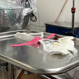 Trash left behind by the nurse after taking blood.