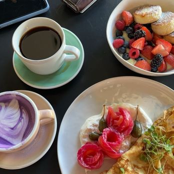 Lele Cake - Crepe with Salted Salmon and Caper Berries Ube Latte Syrniki - Coffee & Tea Near Me - Los Gatos, California Lele Cake - Crepe with Salted Salmon and Caper Berries Ube Latte Syrniki - Coffee & Tea Near Me - Los Gatos, California