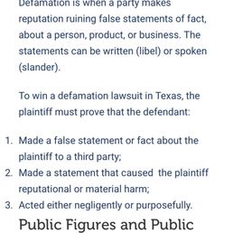 Guidelines for filing Defamation lawsuit in Texas.