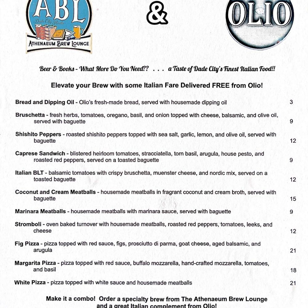 The ABL - Enjoy a tasty dining experience from Olio Italian Restaurant as you have a beer....or two! - Breweries Near Me - Dade City, Florida The ABL - Enjoy a tasty dining experience from Olio Italian Restaurant as you have a beer....or two! - Breweries Near Me - Dade City, Florida