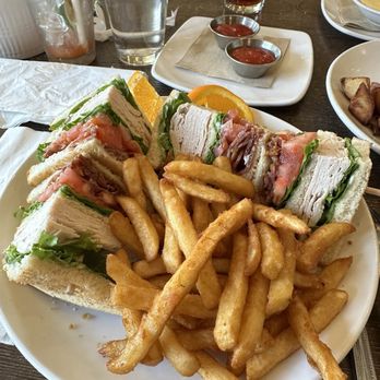 Rosine's Restaurant - Classic club sandwich with French fries. - American Near Me - Monterey, California