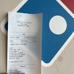 Papa Johns Pizza - A voided receipt from Papa John's customer going to Domino's instead