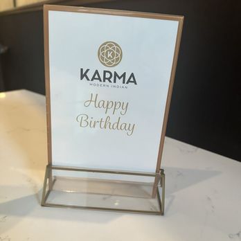 Karma Modern Indian - Celebrated a bday, they brought a little dessert for us, so sweet! - Indian Near Me - Washington, DC, District of Columbia Karma Modern Indian - Celebrated a bday, they brought a little dessert for us, so sweet! - Indian Near Me - Washington, DC, District of Columbia