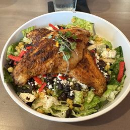 345 salad with blackened catfish