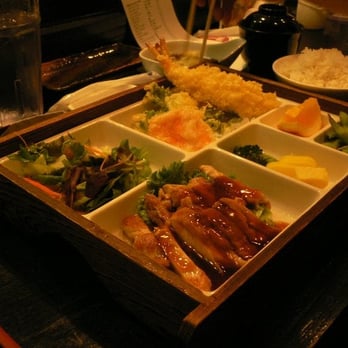 Sagami - chicken teriyaki + tempura bento box - Sushi Bars Near Me - Irvine, California