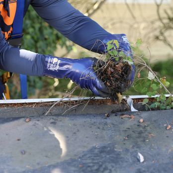 Ned Stevens Gutter Cleaning - Technician removing built-up debris during gutter cleaning service - Gutter Services Near Me - Midland, North Carolina Ned Stevens Gutter Cleaning - Technician removing built-up debris during gutter cleaning service - Gutter Services Near Me - Midland, North Carolina