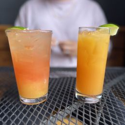two drinks on a table two drinks on a table