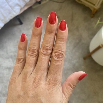 Gel Nails Spa - Red gel mani - Nail Salons Near Me - Lafayette, California