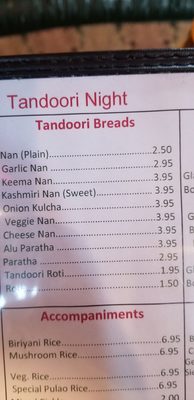 Menu photo 5 Tandoori Night Fresno, CA
