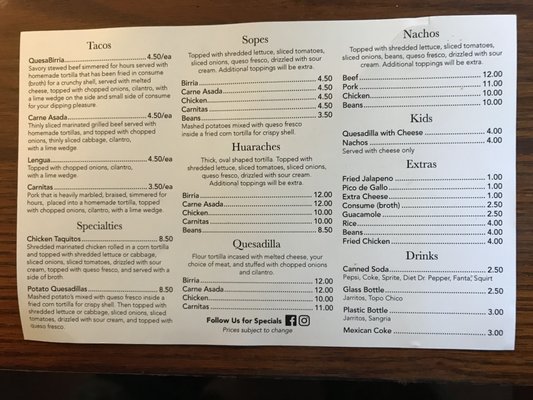 Menu photo 4 La Dueña Mexican Kitchen Moab, UT
