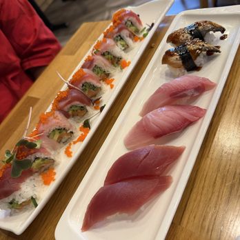 Kinja Sushi - Triple Kinja Roll, Tuna nigiri, Hamachi nigiri and Eel Nigiri - Ramen Near Me - San Ramon, California
