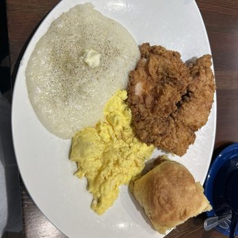 Harry's Restaurant - Chicken with hot honey, grits, eggs and a grilled biscuit. - Breakfast & Brunch Near Me - Houston, Texas Harry's Restaurant - Chicken with hot honey, grits, eggs and a grilled biscuit. - Breakfast & Brunch Near Me - Houston, Texas