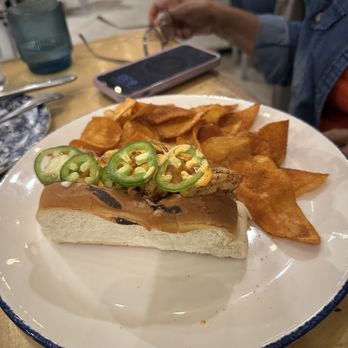 Blue Gill Quality Foods - shrimp po boy with chips - Seafood Near Me - Gainesville, Florida Blue Gill Quality Foods - shrimp po boy with chips - Seafood Near Me - Gainesville, Florida