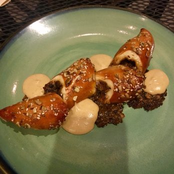 Odd Duck - Preztel, shiitake chorizo, mass mustard - American Near Me - Austin, Texas Odd Duck - Preztel, shiitake chorizo, mass mustard - American Near Me - Austin, Texas