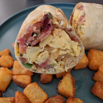 Burnt Crumbs - Breakfast Burrito  w/bacon... - New American Near Me - Irvine, California