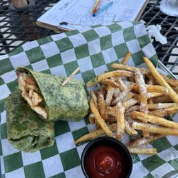 Grilled chicken wrap & truffle parmesan fries Grilled chicken wrap & truffle parmesan fries