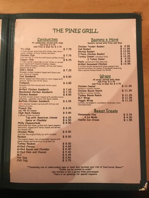 Menu photo 2 The Pines Restaurant Copper Harbor, MI