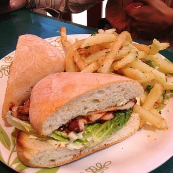 Menlo BBQ - Spicy Chicken Sandwich + Garlic Fries and Drink $7.39 + $4.61 - Korean Near Me - Menlo Park, California