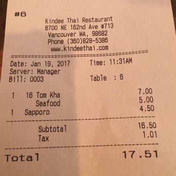 Kindee Thai - Tom Kha with Seafood charged $12 - Thai Near Me - Vancouver, Washington Kindee Thai - Tom Kha with Seafood charged $12 - Thai Near Me - Vancouver, Washington