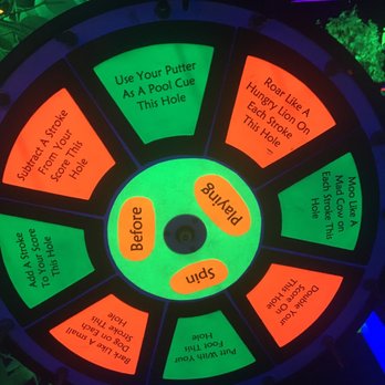 Glow Putt Mini Golf - One hole had this spin wheel, to decide how you will putt putt... genius for kids! - Mini Golf Near Me - Scottsdale, Arizona Glow Putt Mini Golf - One hole had this spin wheel, to decide how you will putt putt... genius for kids! - Mini Golf Near Me - Scottsdale, Arizona