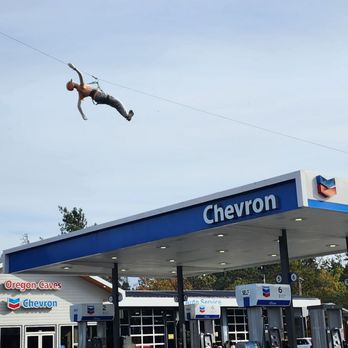Chevron - Mannequin above Chevron. October 2024. - Auto Repair Near Me - Cave Junction, Oregon Chevron - Mannequin above Chevron. October 2024. - Auto Repair Near Me - Cave Junction, Oregon