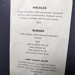 The Crazy Coop - Menu