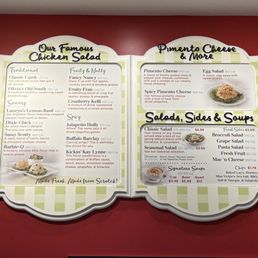 The menu so many versions of chicken salad to choose from & they let you sample