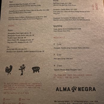 Alma Negra - Drinks Menu - Mexican Near Me - Brooklyn, New York