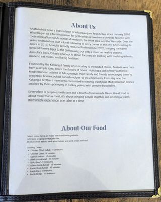 Menu photo 1 Anatolia Albuquerque, NM