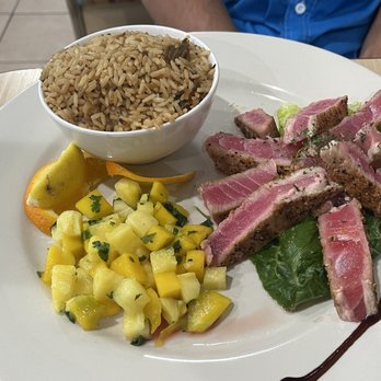 River Hills Seafood & Steak Restaurant - Tuna with mango salsa, and dirty rice - Seafood Near Me - Sealy, Texas River Hills Seafood & Steak Restaurant - Tuna with mango salsa, and dirty rice - Seafood Near Me - Sealy, Texas