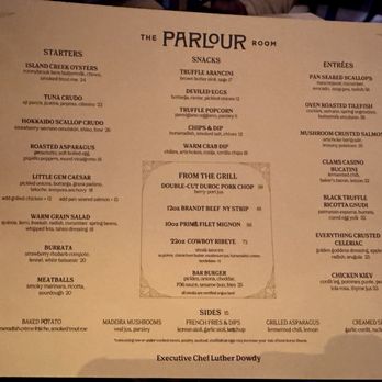 The Parlour Room - Menu 5/2025 - Cocktail Bars Near Me - New York, New York