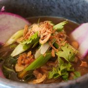 Photo of Vedge - Philadelphia, PA, United States. Braised market greens ($12). Light and tasty, but basically just pho without noodles.