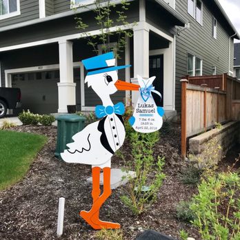 Yard Announcements - Personalized Stork. Get to keep the "baby sack" as a souvenir! :) - Party Equipment Rentals Near Me
