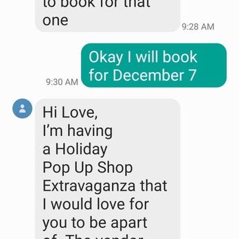 El Patio Pop-Up Shop - Communication about a pop up shop, I was informed months later that it would be two hours. This woman is a thief. - Pop-up Shops Near Me - Atlanta, Georgia