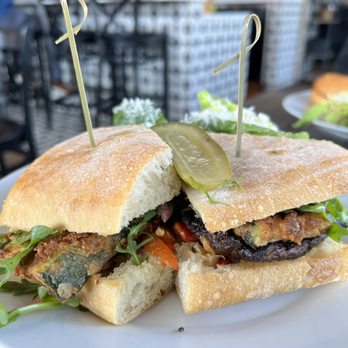 Crescent Bistro - Portobello mushroom sandwich w caesar's salad side - New American Near Me - Pleasant Hill, California Crescent Bistro - Portobello mushroom sandwich w caesar's salad side - New American Near Me - Pleasant Hill, California