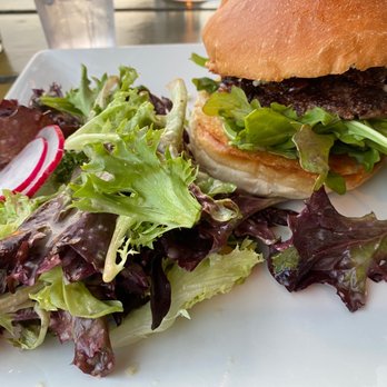 Tabor Tavern - Tabor Burger & Salad ($16.50) - 1/3 pound beef, blue cheese, bacon jam, and arugula on a brioche bun - New American Near Me - Portland, Oregon Tabor Tavern - Tabor Burger & Salad ($16.50) - 1/3 pound beef, blue cheese, bacon jam, and arugula on a brioche bun - New American Near Me - Portland, Oregon