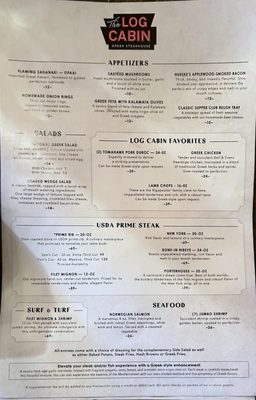Menu photo 1 Log Cabin Steakhouse Galena, IL Menu photo 1 Log Cabin Steakhouse Galena, IL