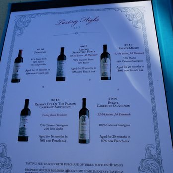 DAOU Vineyards - Tasting menu. - Wineries Near Me - Paso Robles, California