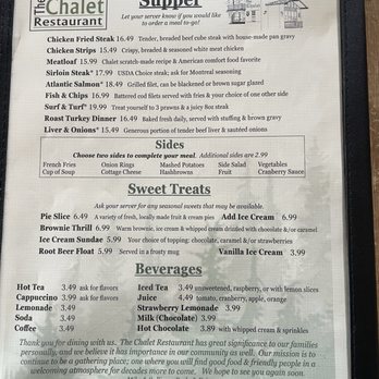 The Chalet Restaurant - Menu Page 3 1/31/26 - Breakfast & Brunch Near Me - Spokane, Washington