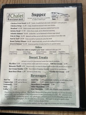 Menu photo 3 The Chalet Restaurant Spokane, WA