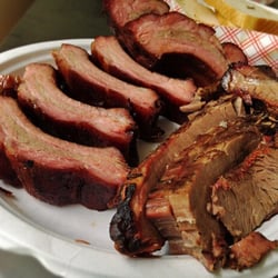 Mike's BBQ - Baby back ribs and sliced brisket