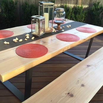 Crocus Landscaping - Custom Hardwood Deck and cedar live edge table. - Landscaping Near Me