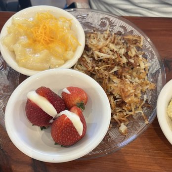 Goodness Gracious Restaurant & Catering - Pineapple salad, grilled hash browns and filled strawberries - Breakfast & Brunch Near Me - Murfreesboro, Tennessee Goodness Gracious Restaurant & Catering - Pineapple salad, grilled hash browns and filled strawberries - Breakfast & Brunch Near Me - Murfreesboro, Tennessee