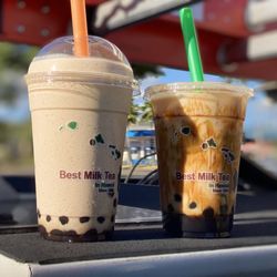 Coffee or Tea? - Banana fudge shake & tiger milk tea.